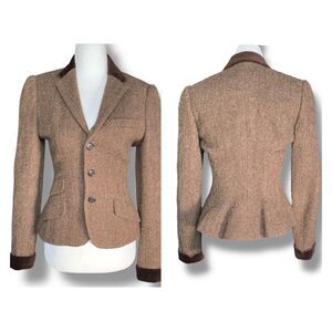 Ralph Lauren Brown Tweed Blazer Small